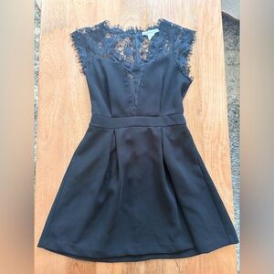 BCBGeneration Black Lace-Trim Fit & Flare Mini Dress